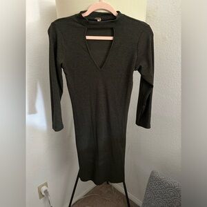 Bodycon mini dress with keyhole neckline